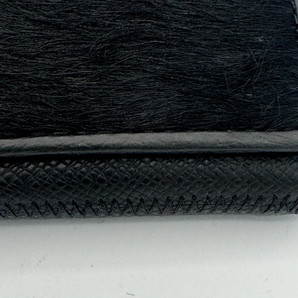 Gaofan Leather and Calf Hair Wallet Clutch Gold Accents Multiple Pockets Slots - Picture 3 of 7